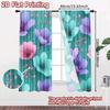 2D FLAT PRINTING 2pcs Curtains (Without Rod) Floral Pattern On Teal Background Holiday April Fools Is Day Printed Curtains