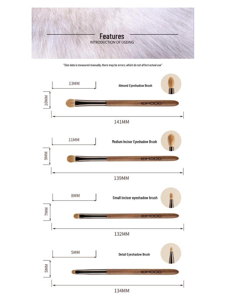 Sada štětců na make-up z živočišných chlupů Cangzhou: Mandlové oční stíny, Detail malého oka, Plamínkové štětce na blendování