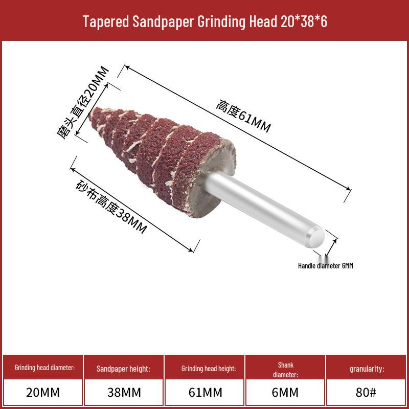 Cone Type Sandpaper Flap Wheel with Extended Shank for Metal and Woodworking