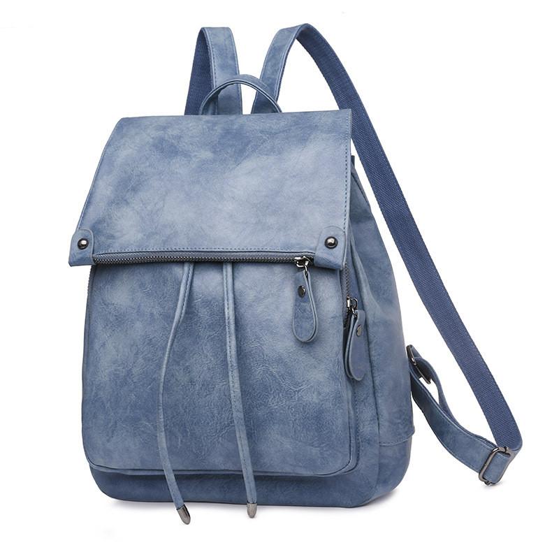 Ielgy Ladies Backpack Retro All-Match PU Soft Leather Anti-Theft Travel Backpack