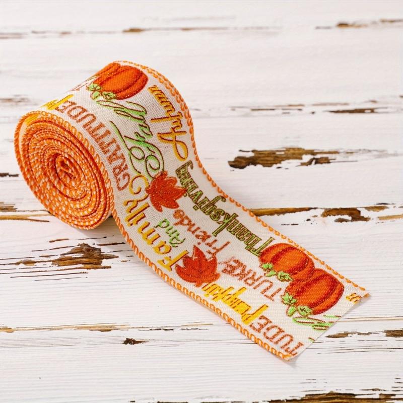 Thanksgiving 5 Yards Pumpkin Orange Ribbon for Crafting and Gift Wrapping Fall Harvest Polyester Ribbons
