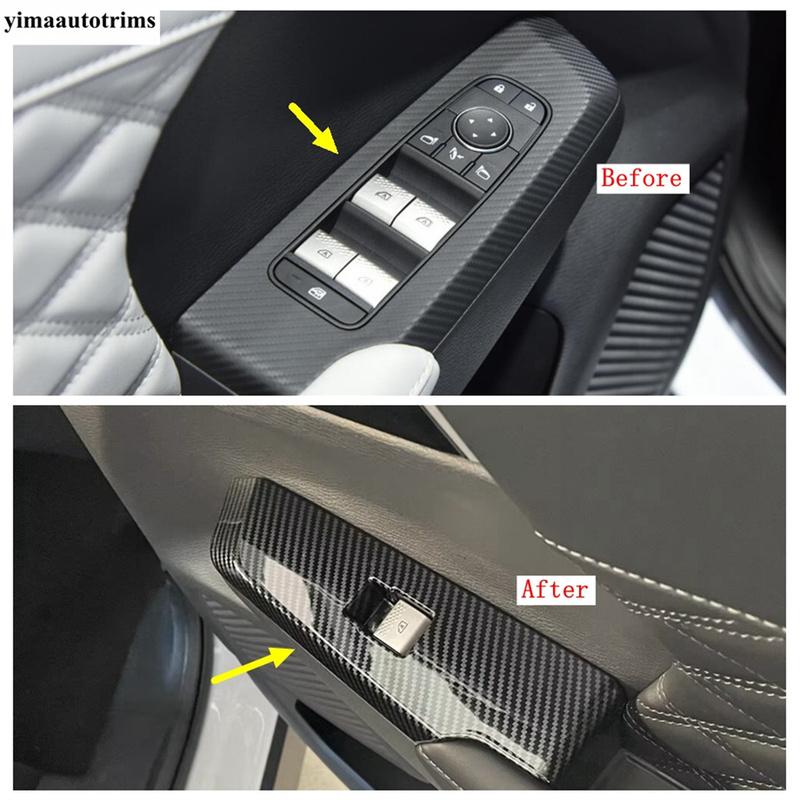 Car Door Armrest Window Lift Switch Panel Cover Trim For Mitsubishi Outlander  2024 2025 Carbon Fiber Interior Accessories
