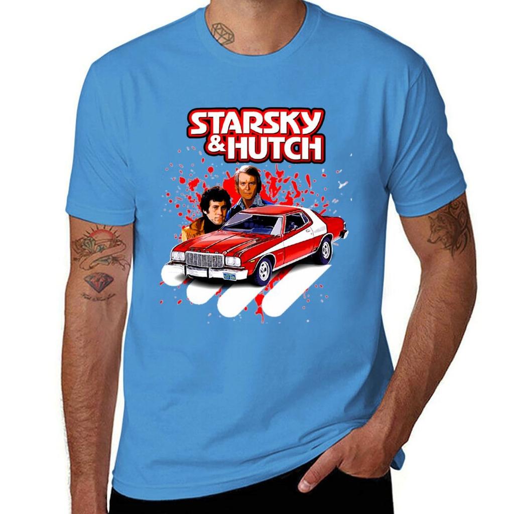 Koszulka z serialu telewizyjnego Starsky i Hutch, koszulka z krótkim rękawem, anime, ubrania męskie
