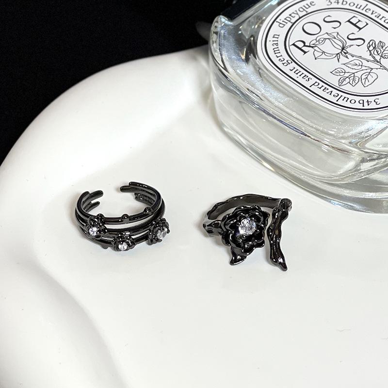 Rose Thorn Open Ring, Personalized Dark Wind Small Design, High-End Sense Diamond-Encrusted Couple Ring, Gift For Women