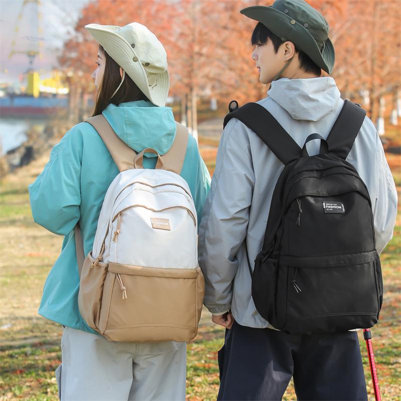 College-Stil Farbblock Rucksack Schülerrucksack Unisex Computertasche Leichter Reise-Rucksack mit großem Fassungsvermögen