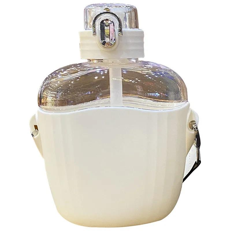 700ml Cute Water Bottle Big Belly With Straw Strap Creative Cup Portable Plastic Kids Girls Water Cup Drinkware Sport Outdoor