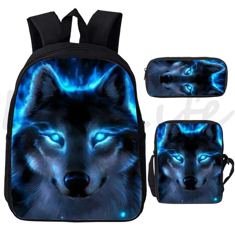3pcs Animal Lion Wolf Backpack Shoulder