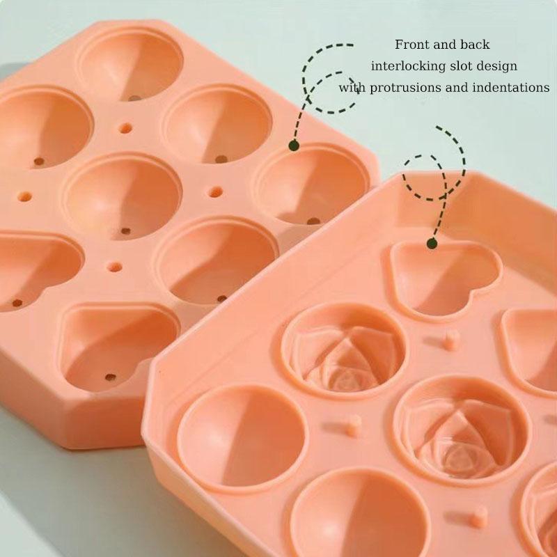 Silicone Molds Ice Cube Tray With Lid Rose Flower Heart Shape Reusable Ice Mold Bar Kitchen Accessories Ice Cream Maker Tool