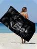 Trendy Black Lion Print Beach Towel,Microfiber Lightweight Quick Dry,Oversized for Camping Bathroom,Modern 3D Animal Decor Towel