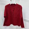 Soft waxy short cardigan women's autumn new round neck loose thickened twist knitted sweater jacket