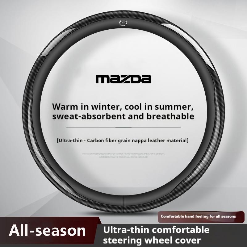 Mazda 3 5 6 SKYACTIV Axela Atenza CX30 CX5 CX8 CX9 MX5 RX8 RX7 BT50 Aksesuarları İçin Karbon Fiber Deri Araba Direksiyon Simidi Kılıfı