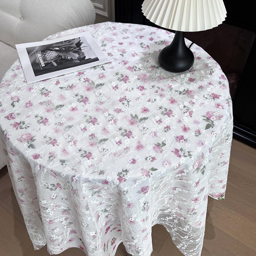 Lace Floral Tablecloth Desk Flannel Fabric Decoration Small Coffee Table Bedside Table Rectangular Retro Korean Style