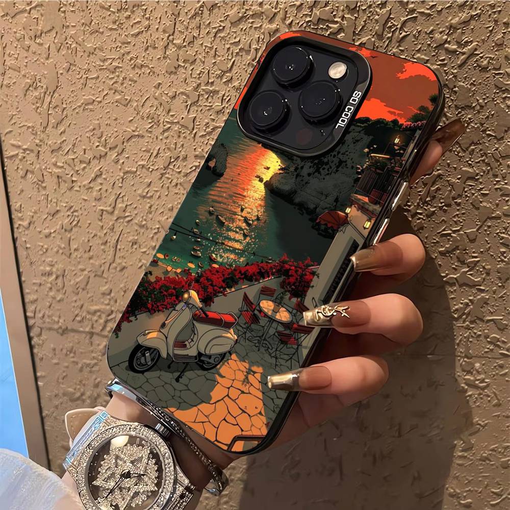 

Sunset Scenery Phone Case For iPhone 17,16,15,14,13,12,X,8,Pro,Max,Plus,E,SE4,Air,Mini IMD Matte Black iPhone16promax