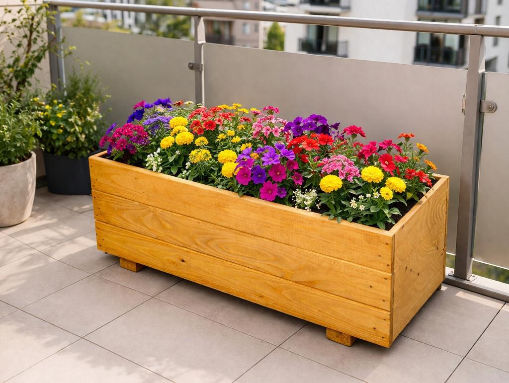 Wooden Garden Pot, Oak, 60X30X29 D26