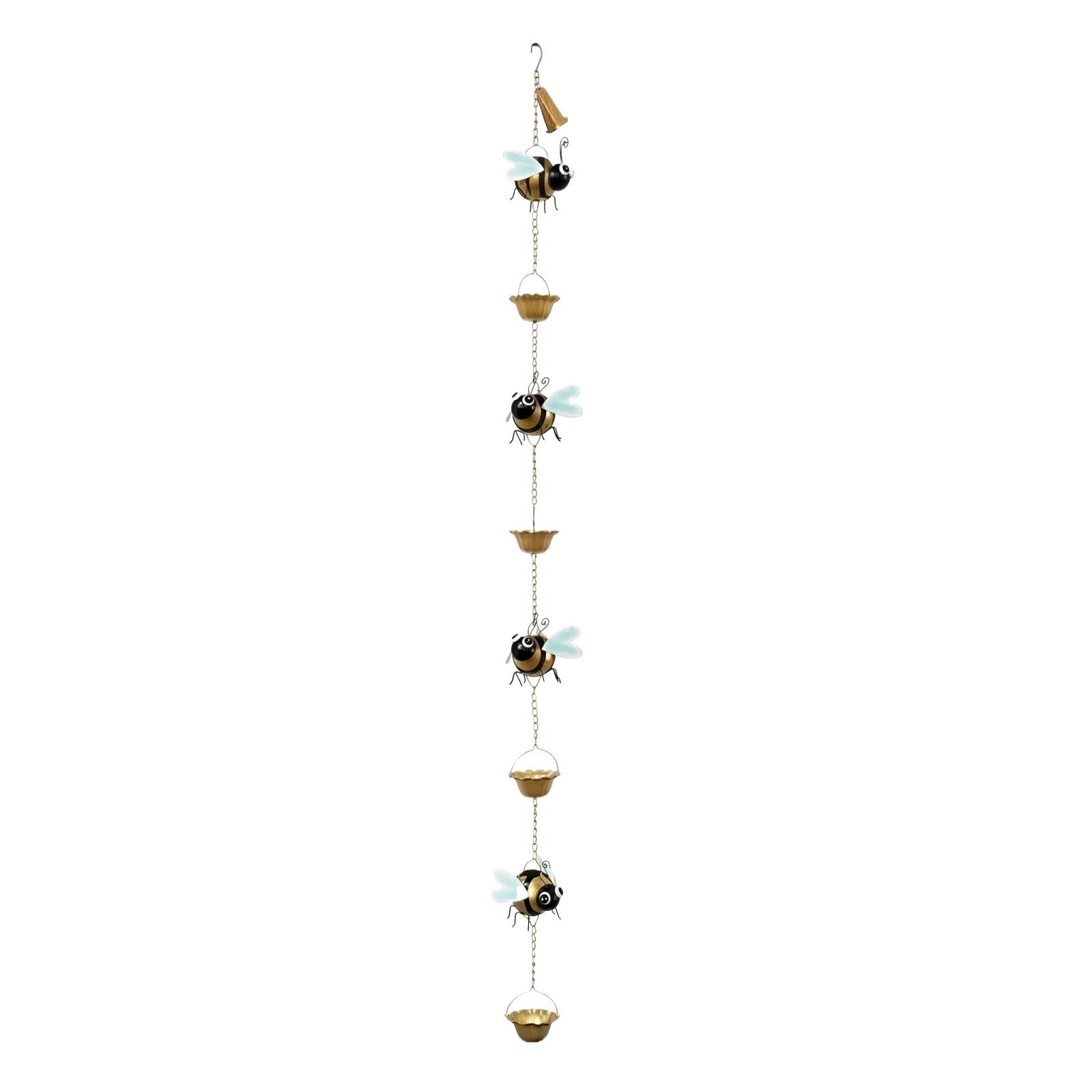 

Whimsical Bee Rain Chain Outdoor Decorative Water Chain Metal Rainwater Diverter for Garden Patio Porch Downspout