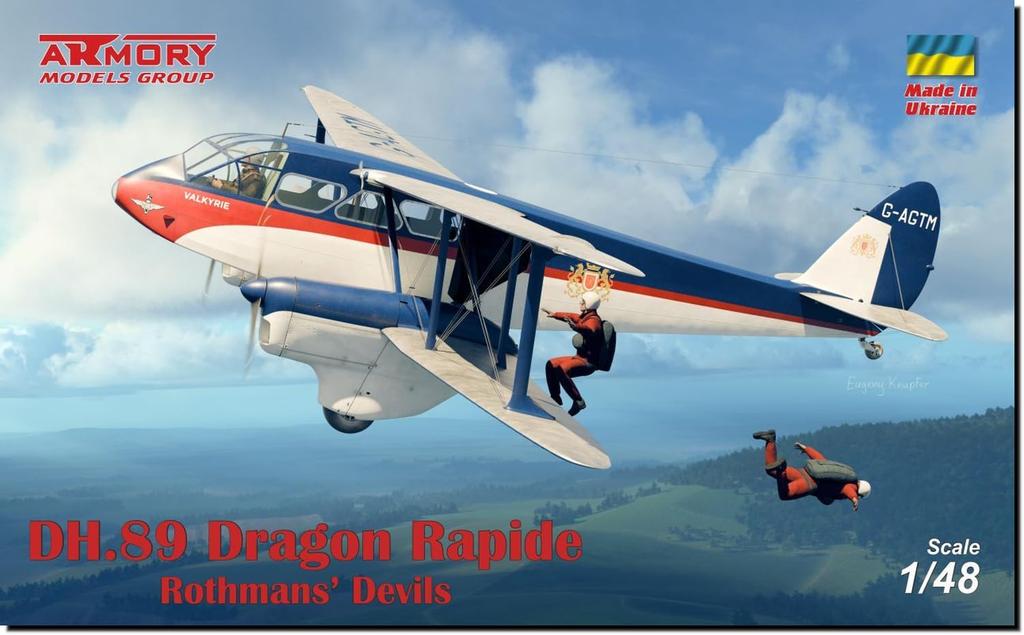 Armory Scale De Havilland Dragon Rapide Rothmans Devils Plastic Model Kit AMR48014 1/48 DH.89 (airplane)