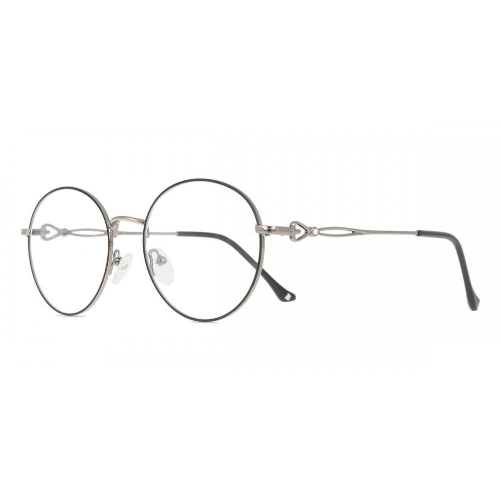Full Rim Round Black Silver Smartbuy Collection Grosmorne L120b Fashion Unisex Eyeglasses