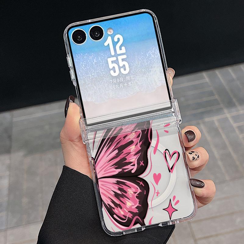 Colorful Butterfly Case For Samsung Galaxy Z Flip 8 7 FE 6 5 4 Flip7 Flip6 Flip8 Hinged Magnetic For Magsafe Hard Folding Phone Cover