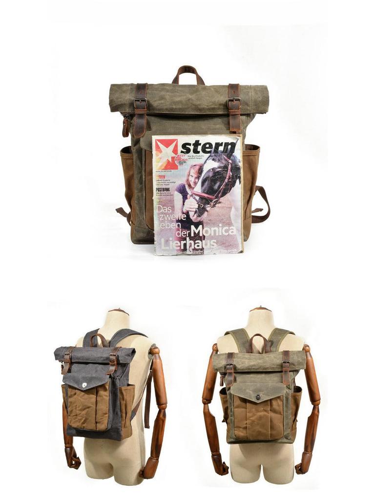Unisex Retro Backpack: Oil Wax Canvas for Travel, Outdoor Sports, Mountaineering, and Laptop Use
