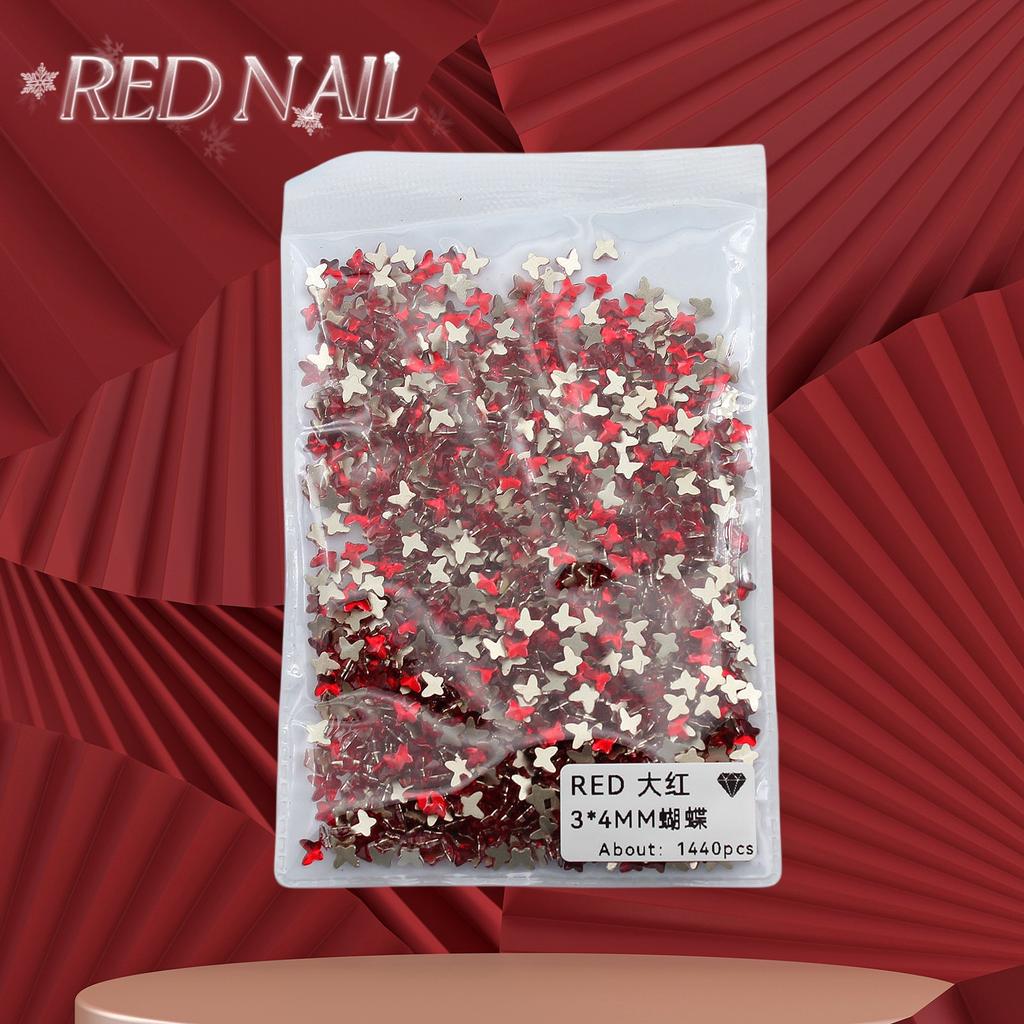 Pachet întreg de Crăciun de Anul Nou, mic, mare, roșu, fund plat, formă specială, diamant, artă pentru unghii, ornament pentru unghii, diamant roșu în formă specială