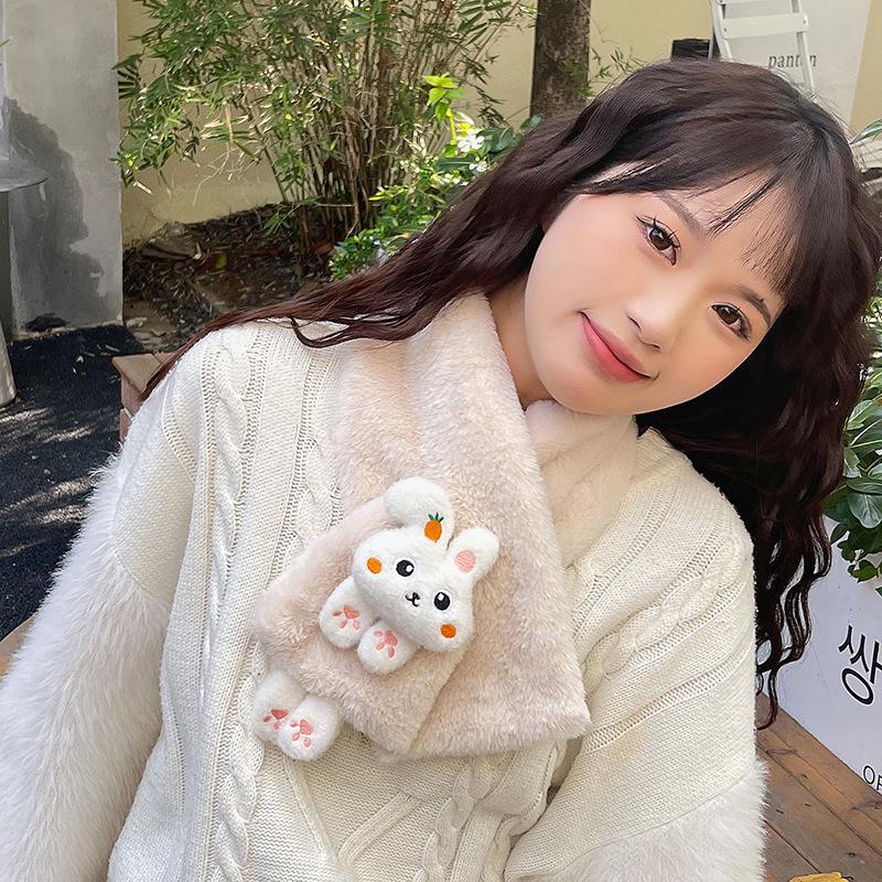 Plüschschal für Damen im koreanischen Stil: Hochwertige Wärme, verdickter Kragen für Herbst/Winter.