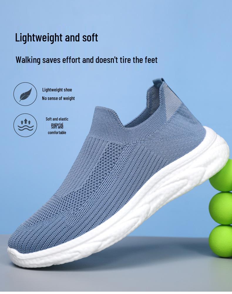 Men's Flyknit Mesh Slip-On Sports Shoes – Comfortable, Breathable, and Casual Walking Shoes