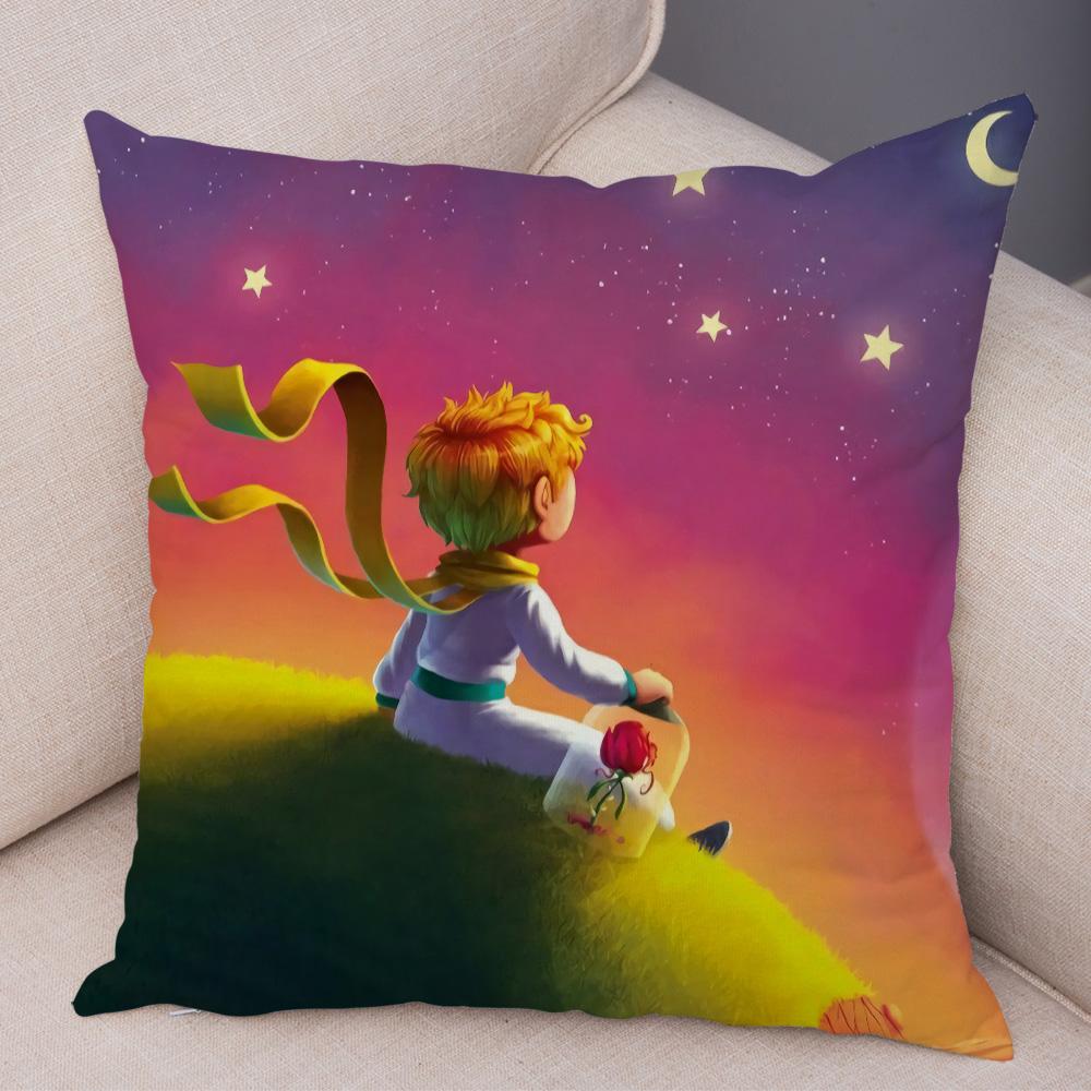 Little Prince Cushion Cover Decor France Anime Cartoon Print Pillow Case for Sofa Home Children Room Soft Plush Throw Pillowcase