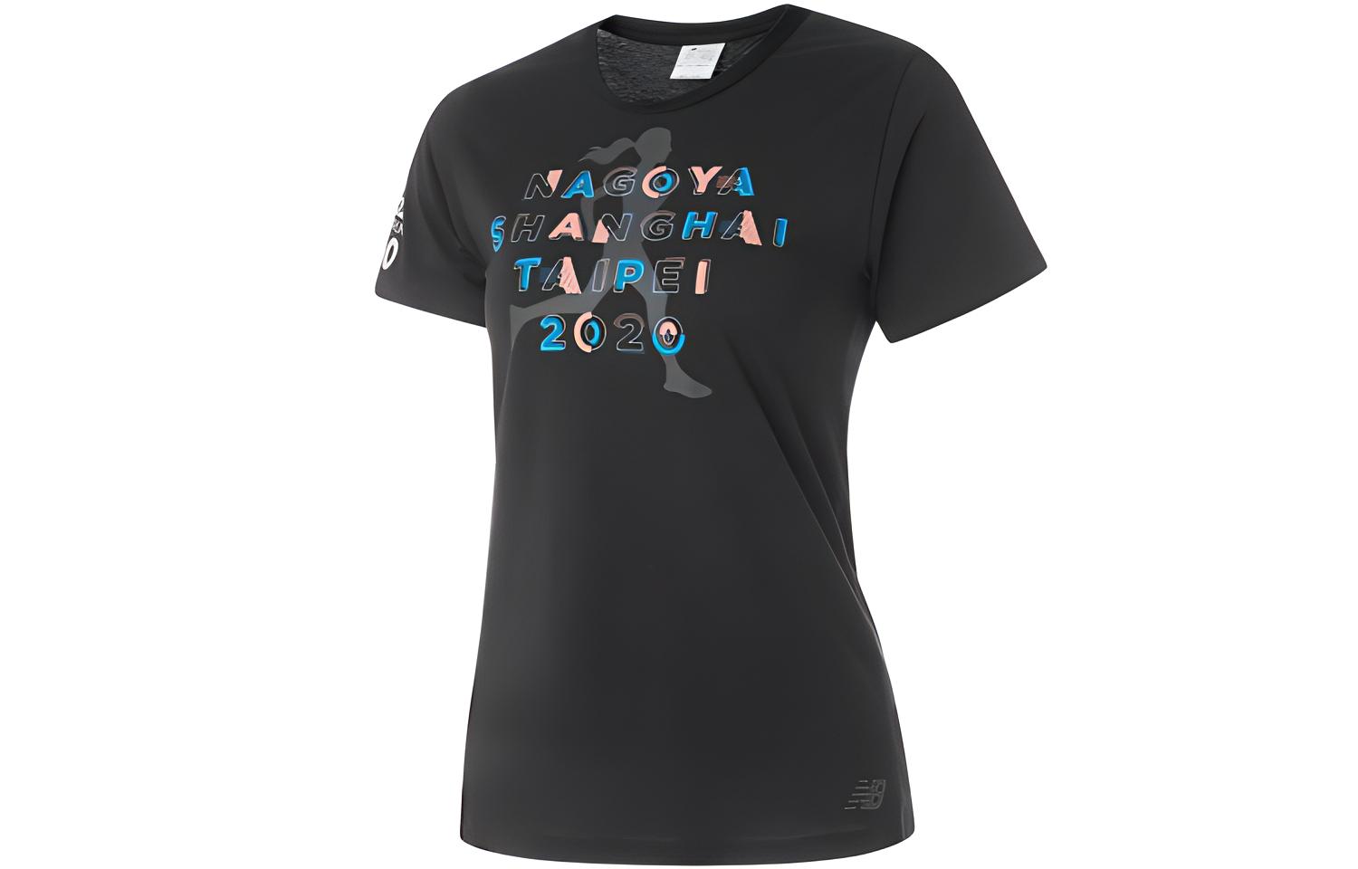 New Balance T Shirts Women s Black Crew Neck Moderate Straight Fit AWT0117O-BK S