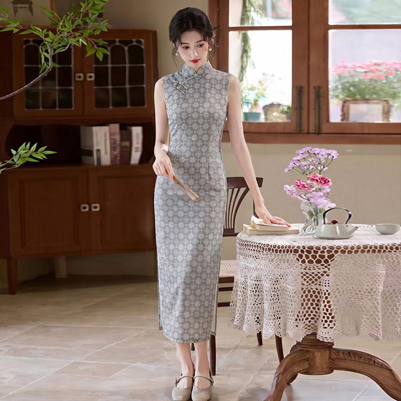 Sleeveless national style new Chinese daily Suzhou long cheongsam improved young 1011 new women's high sense summer