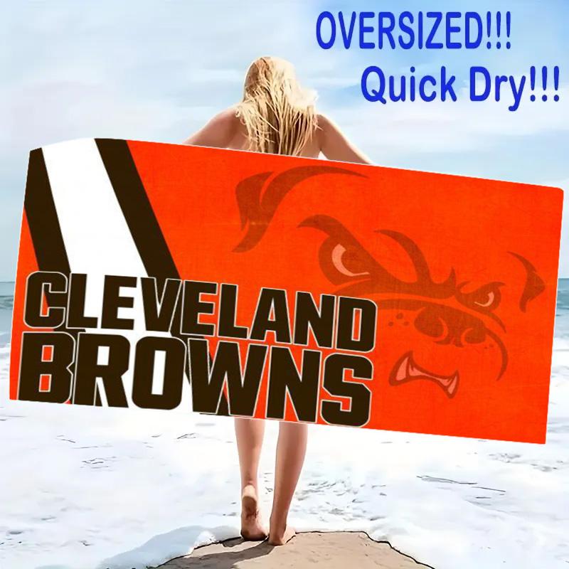 Cleveland Browns Logo Print Beach Towel, Large Soft Quick Dry Towel for Beach Camping Swimming