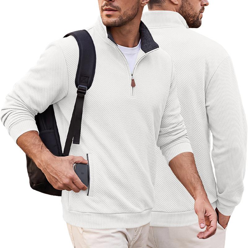 Men S Stand Collar Zip Up Pocket Casual Sport Sweatshirt European Size Spring Autumn