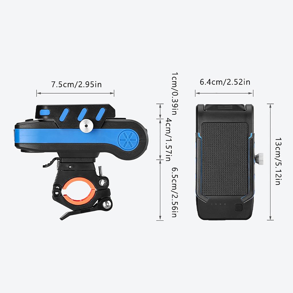 CYCLINGBOX 2400Mah Multifunctional Bicycle Mobile Phone Bracket Horn Front Light