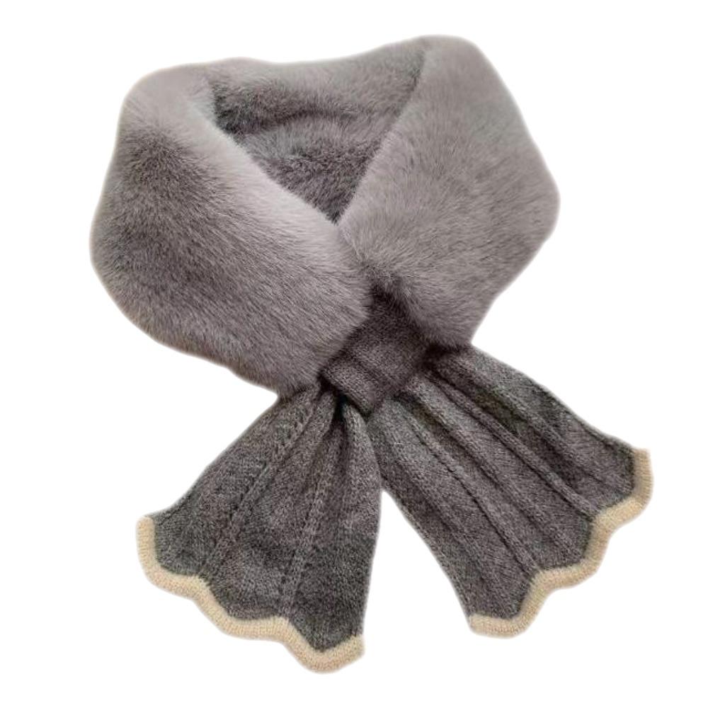 

New Faux Rabbit Hair Winter Plush Scarf Thick Soft Knit Scarf Windproof Warm Fish Tail Scarf Outdoor Neckwear серый