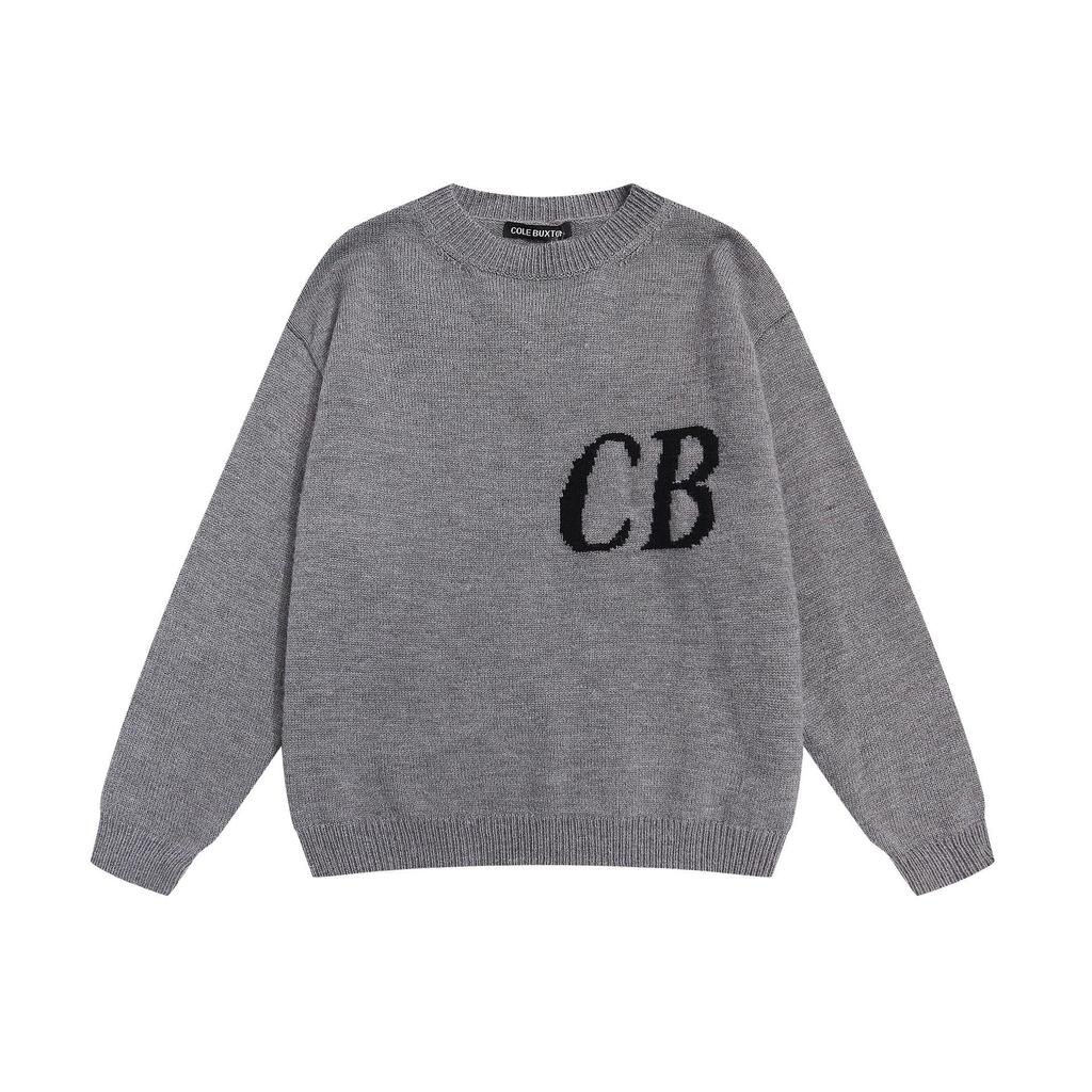 Cole Buxton Unisex Minimalistischer CB-Buchstaben Jacquard-Strick-Hoodie - Herbst/Winter Lockerer Freizeit-Pullover