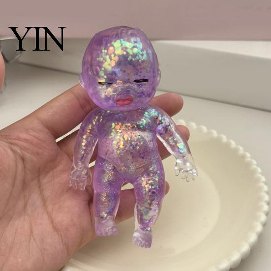 Babies Stress Ball Glitter Relief Toy, Clear Baby Doll Squeeze Soft Stretchy Toy Fidget Relaxing Gift for Adults Kids, Party Favors Anxiety