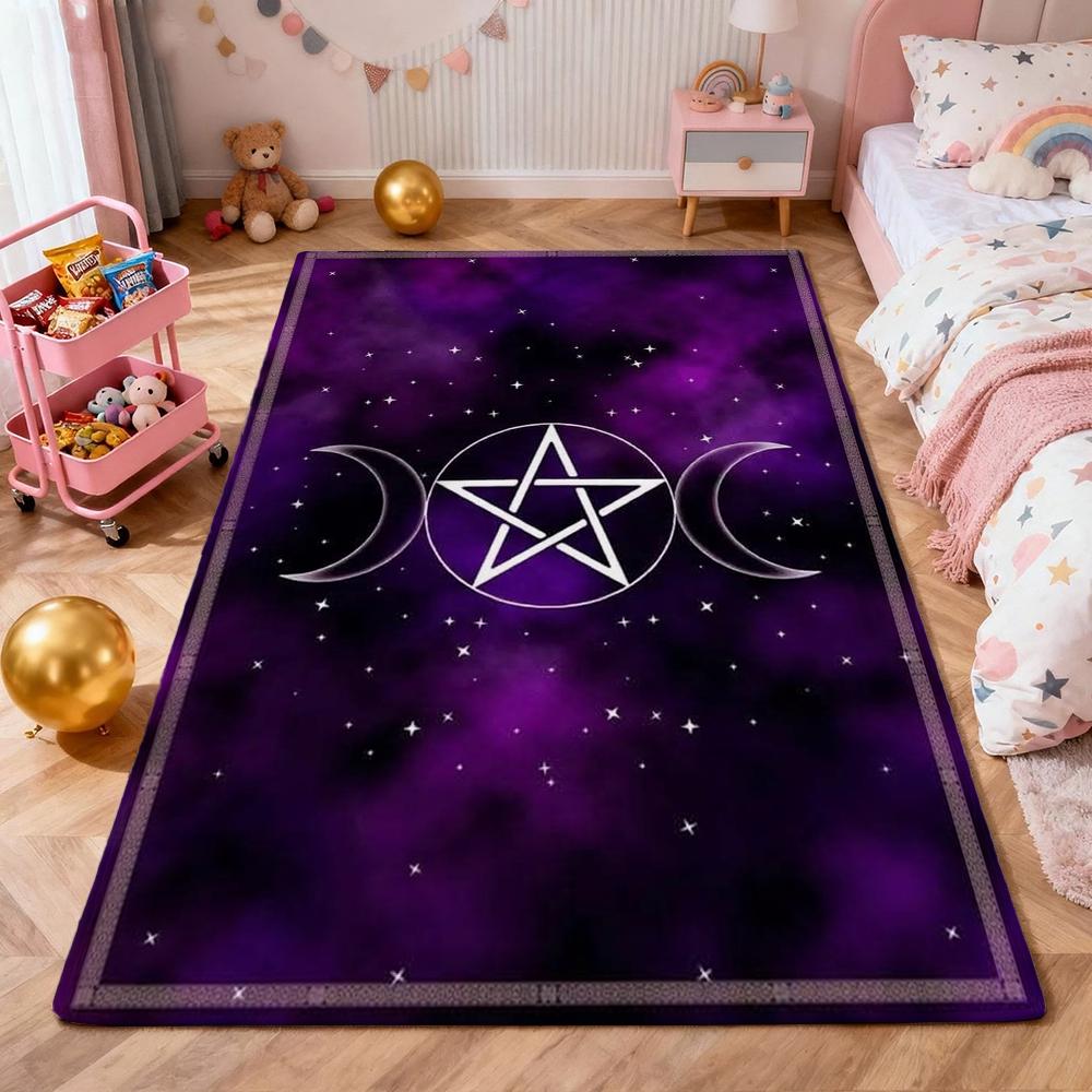 Dark Baphomet Grimoire Pentagram Patterned Rug Durable Stainresistant Easyclean Carpet For Bathroom Kitchen Home Decor Valentine'S Day Gift