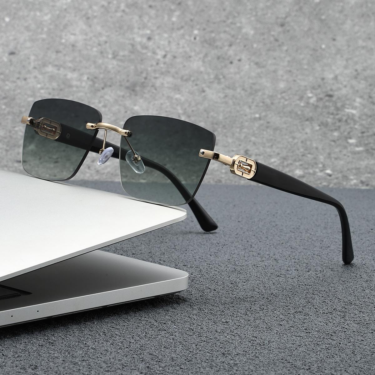 

1 шт. Женские новые безободковые овальные стильные очки Минималистичные с утонченным чувством Черные линзы для очков Винтажные Роскошные Мужские очки Подходят для зелёный