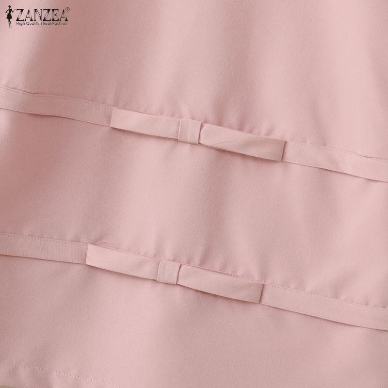 ZANZEA Women Casual Round Neck Solid Color Loose Half Sleeve Blouse
