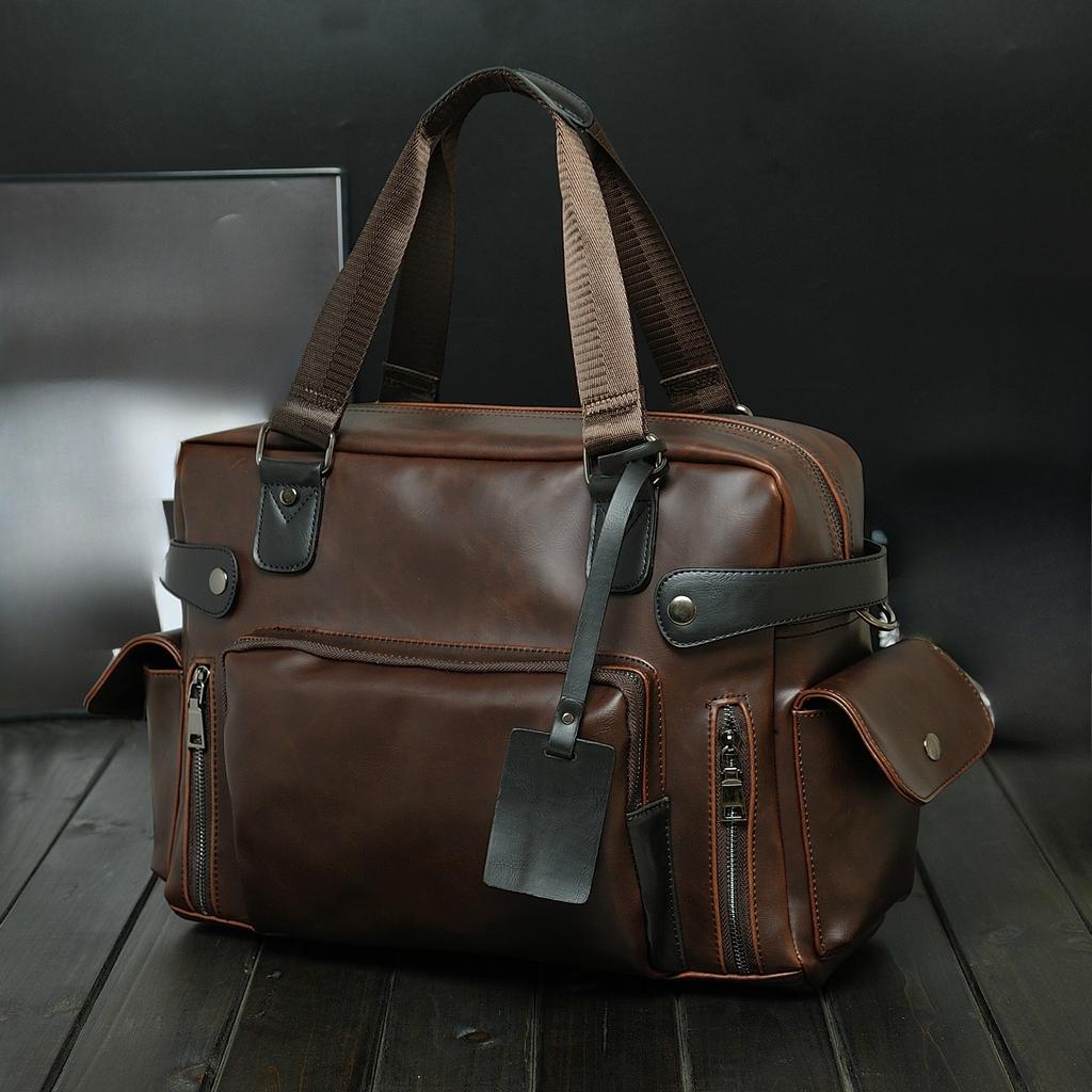 The New Crazy Horse Leather Korean Men's Bag Casual One-shoulder Messenger Bag Handbag Travel Bag Large-capacity Men's Trendy Bag