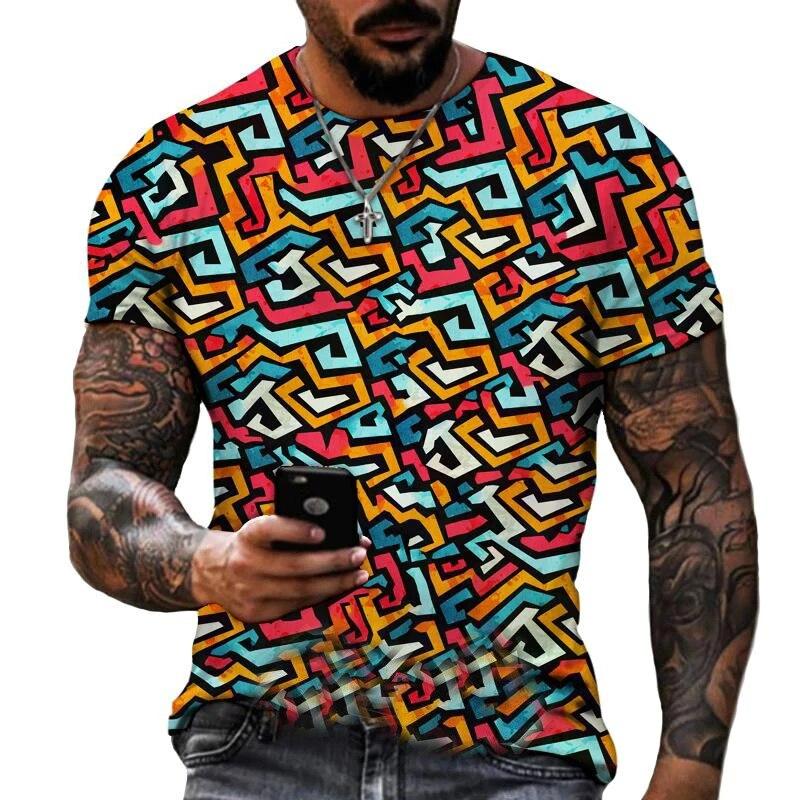 Mote Joint Graffiti Art Herre T-skjorte Hip Hop Casual Harajuku Trykte T-skjorter Ny Personlighetstrend Rund Hals Farge Topper