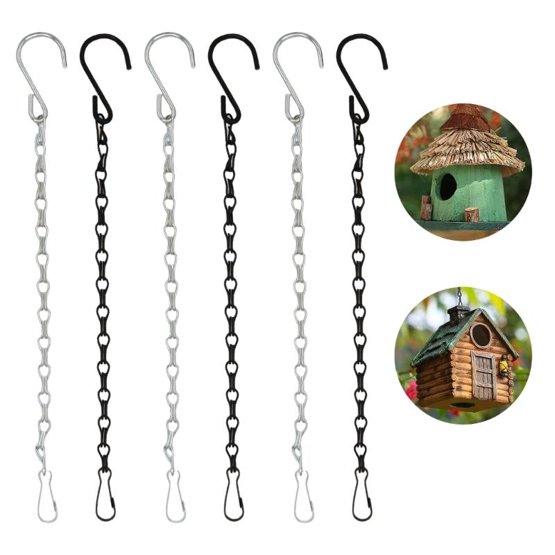6Pcs Plant Hanger Hook Double Hook Hanging Chain Adjustable Length Ceiling Hook for Flower Pot Basket Bird Feeders