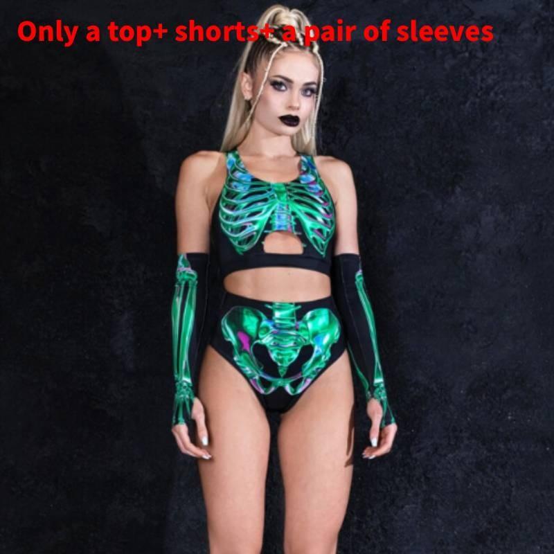 Sexy Cosplay Skeleton Adult Bodysuit Sets Performance Costumes Halloween For