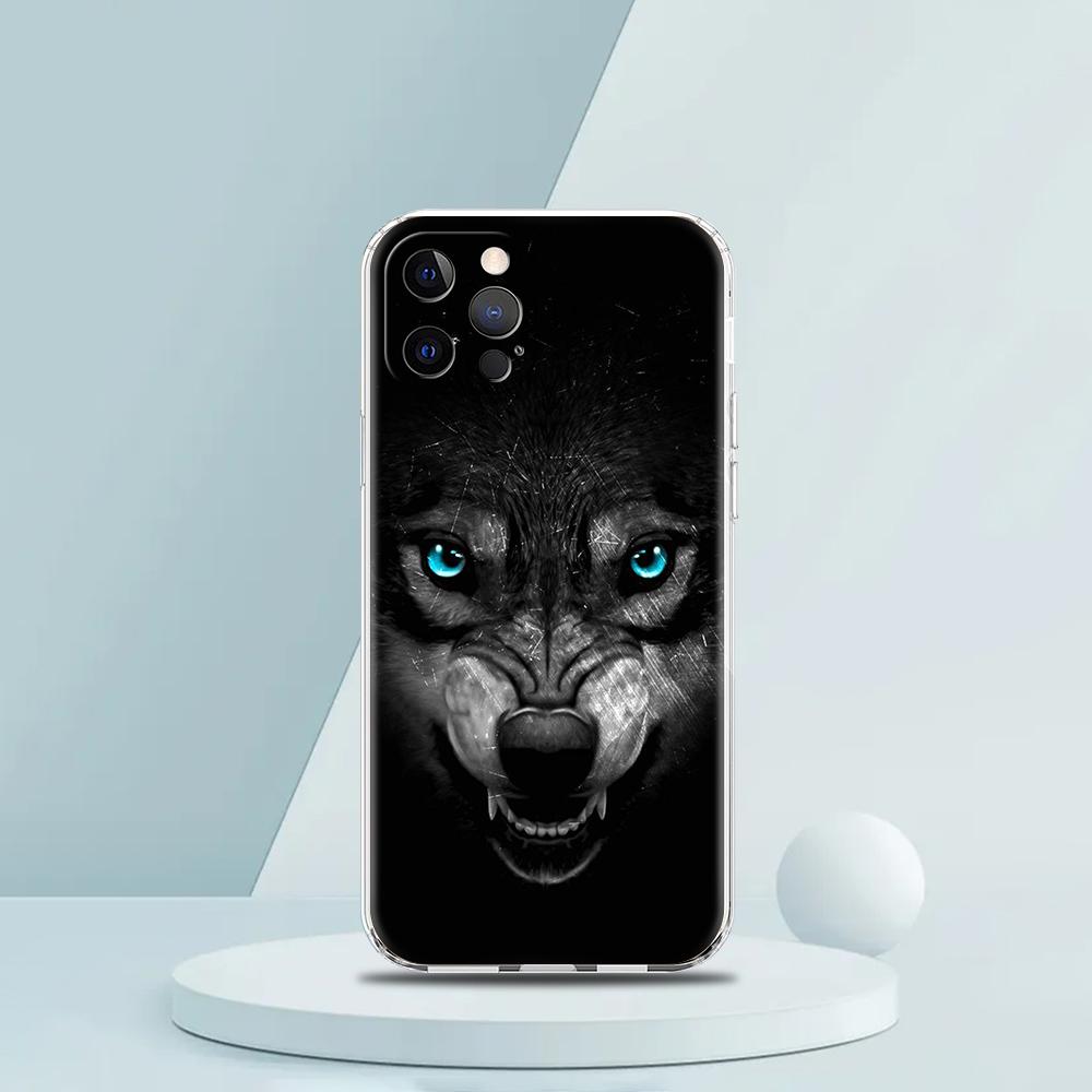 Animal Lion Wolf Tiger Case for iPhone 16 15 14 13 12 Pro Max Cover Transparent Soft for iPhone 11 Pro Max 7 8 Plus XS XR Bags