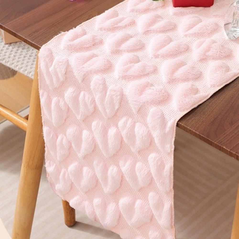 Romantic Plush Love Tablecloth Thickened Dining Table Runner Valentine's Table Flag  Dining Table