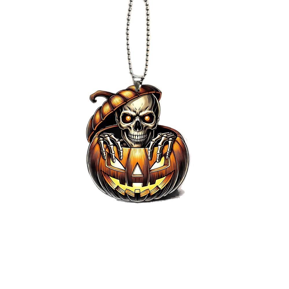 

Halloween Skull Themed Pumpkin Pattern Acrylic Pendant For Holiday Decoration