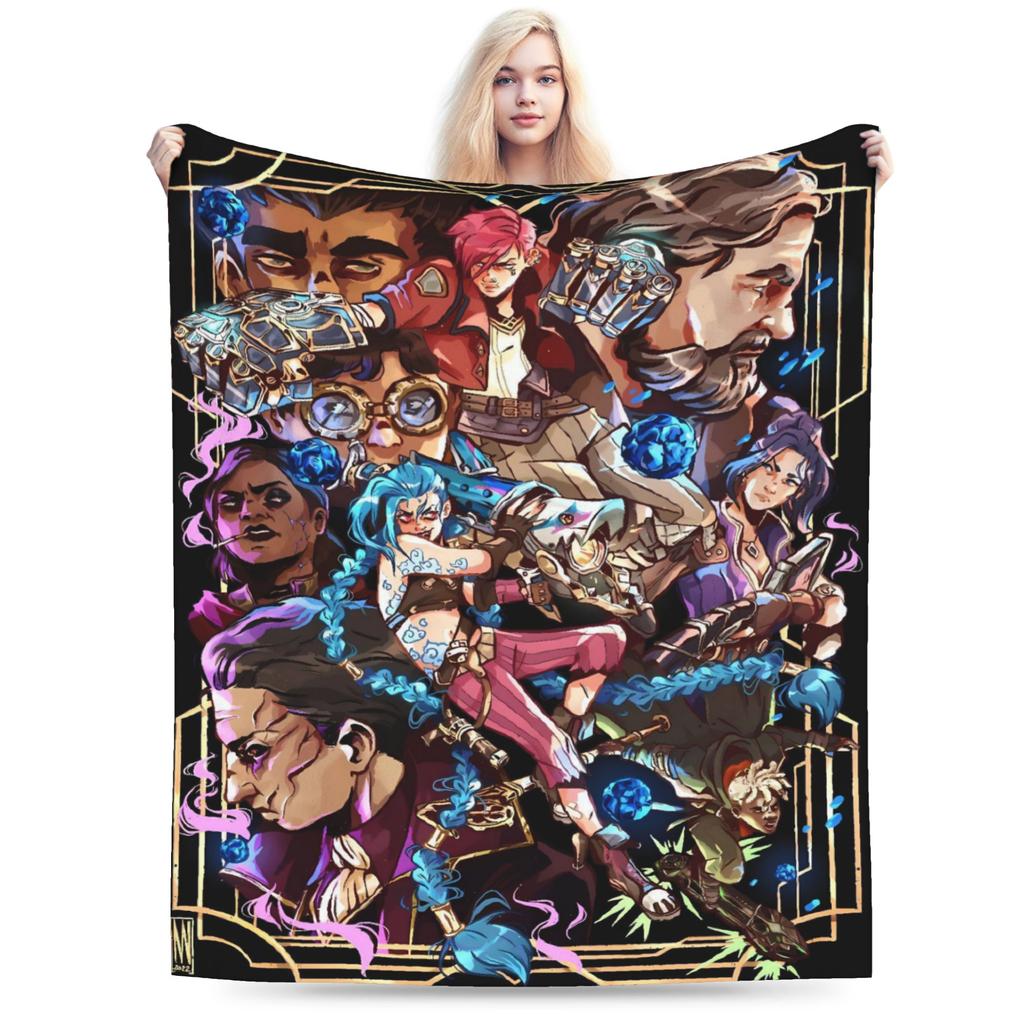 Anime Jinx Arcane Super Soft Blanket 3D Print Picnic Plush Throw Blanket Fashion Bedroom Flannel Bedspread Sofa Bed Cover