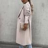 Elegante giacca lunga da donna con colletto, manica lunga, bottoni, soprabito invernale per ufficio