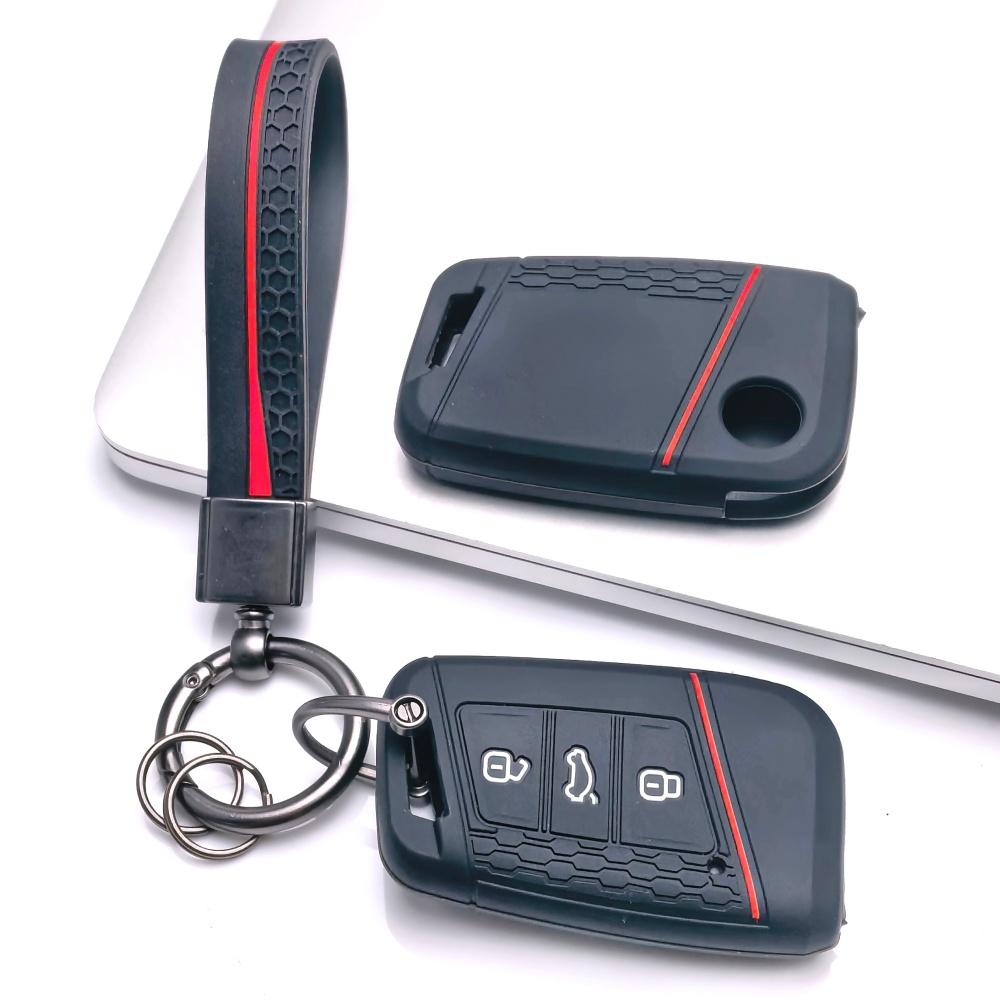 Key Fob Cover for Volkswagen Passat Golf Tiguan Octavia Magotan Arteon CC MK7 with Keychain Anti-Scratch Guard Shockproof Protection