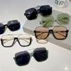 Fashion Oversized Sunglasses for   Women UV4 Half Metal Frame Sun Glasses Trendy Vintage Brand Design Goggles