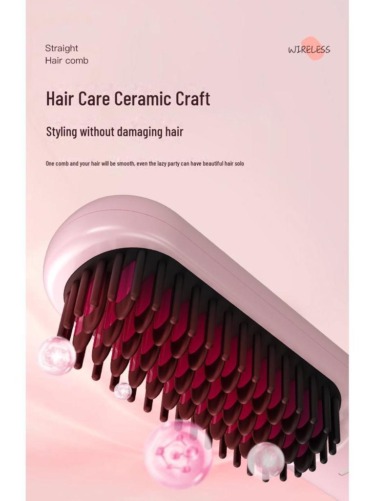 Přenosný bezdrátový iontový hřeben na narovnávání a kulmování vlasů – dvojí účel, odolný proti opaření, šetrný k vlasům